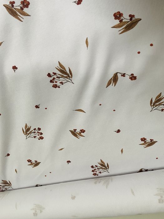 Nowa dzianina ribb jersey prążek kwiaty