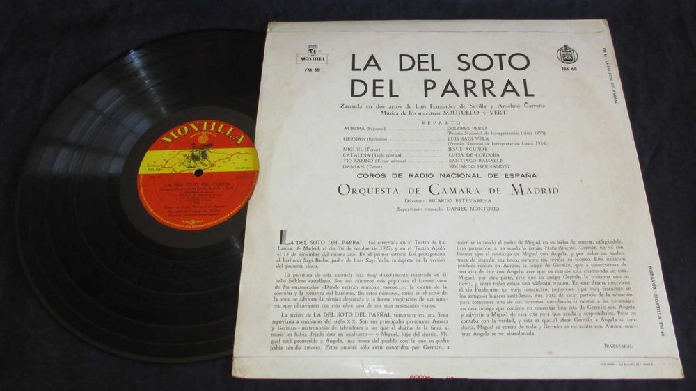 Disco LP Vinil La Del Soto Del Parral Zarzuela de Soutullo y Vert