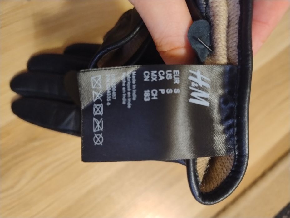 Nowe skórzane rękawiczki czarne damskie H&M rozm. S