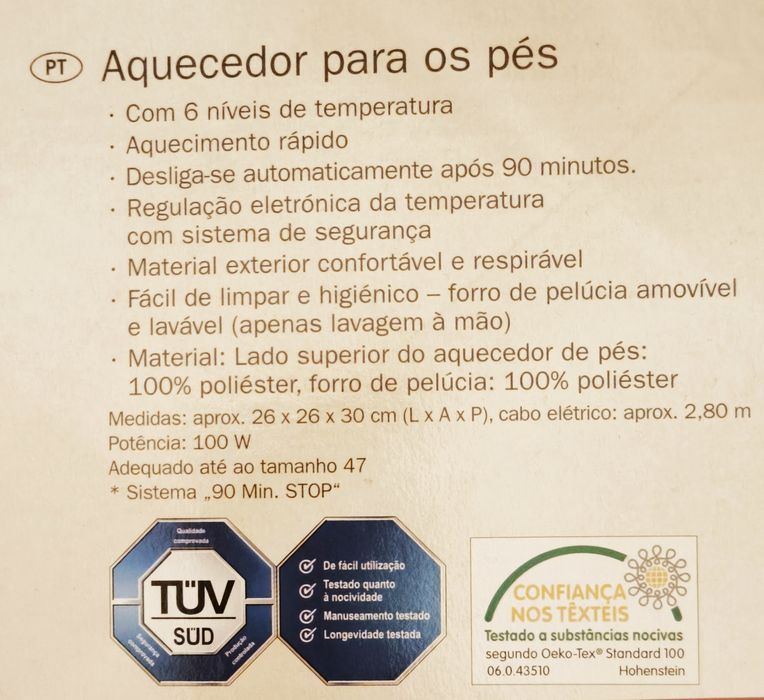 Aquecedor para os pés