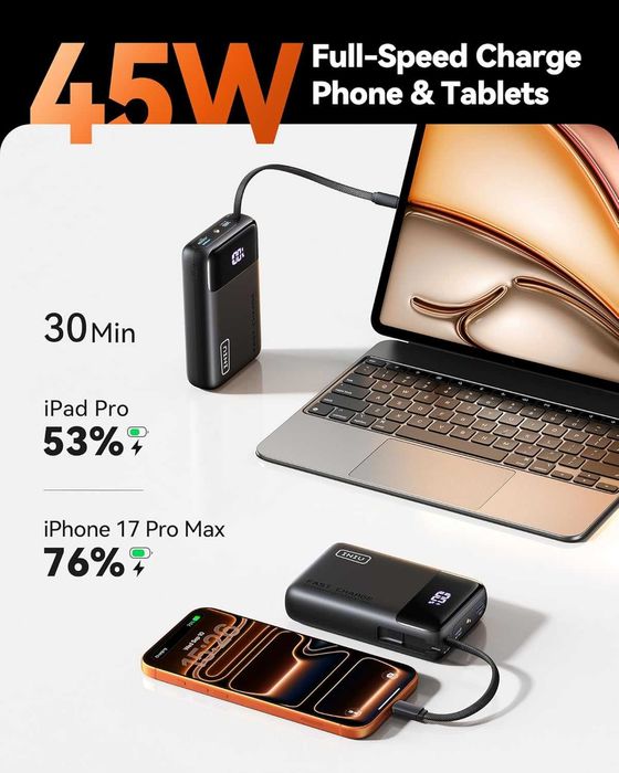 Компактний Powerbank INIU P51L, 45W, 20000 mAh (вага - 325 грам)