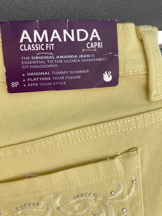 nowe! Spodnie/jeansy stretch 36/8 żółte z USA petite/cekiny