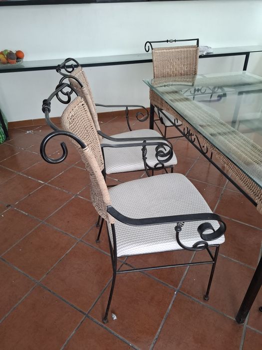Iron and rope table with 6 chairs64310001961602121