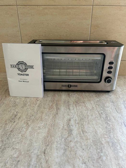 Toaster paris rhône ze szklanym oknem inox 1000w długi slot