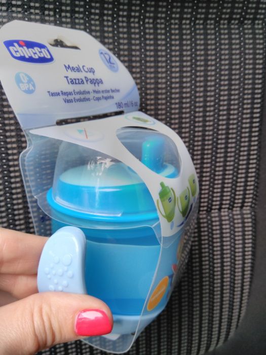 Copo papinha Chicco, Babete, chupeta nova +18m e Porta chupetas Chicc