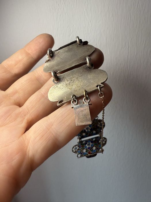 Антикварный браслет серебро з емалями