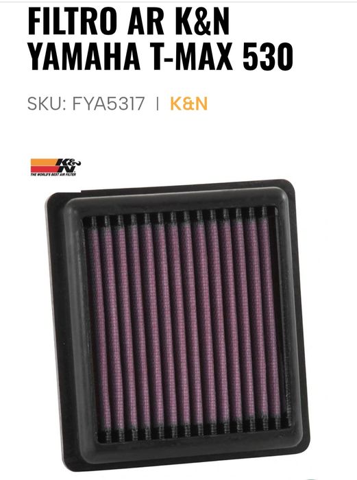 Filtro de ar k&N tmax 530 e 560