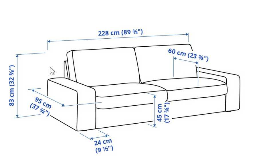 Sofá 3 lugares, KIVIK, cor Tresund bege claro+Repousa-pés c/arrumação