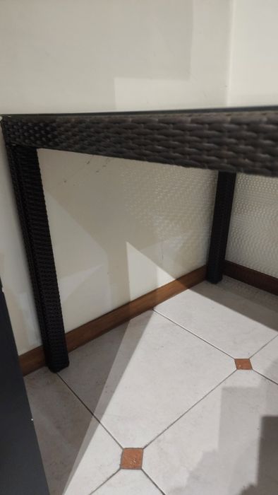 Mesa Exterior Rattan c/ Vidro 90x90 cm