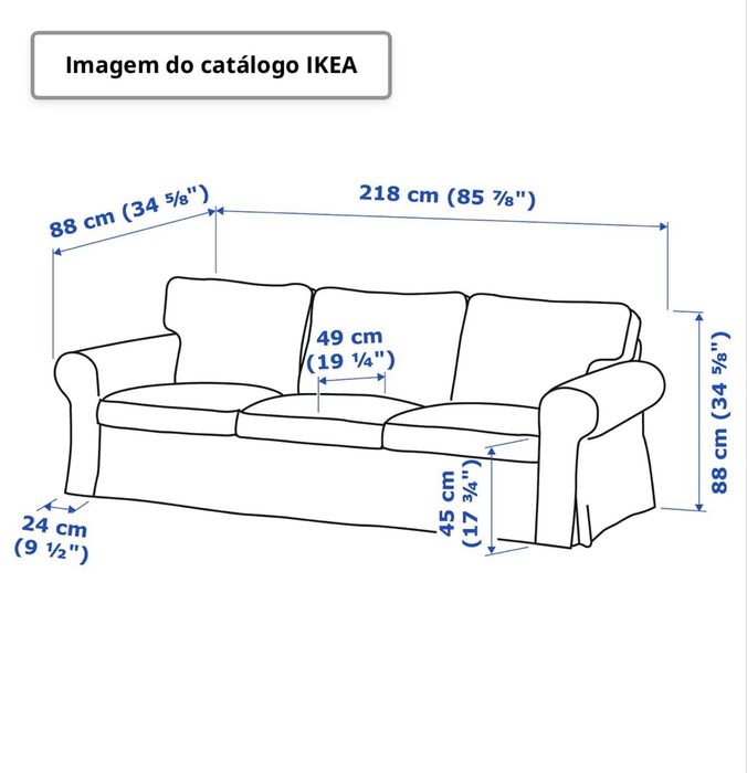 Sofá 3 lugares, Ektorp, bege