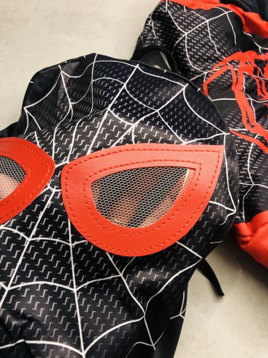 Spiderman 122 cm nowy strój kostium Miles Morales czarny Spider-man