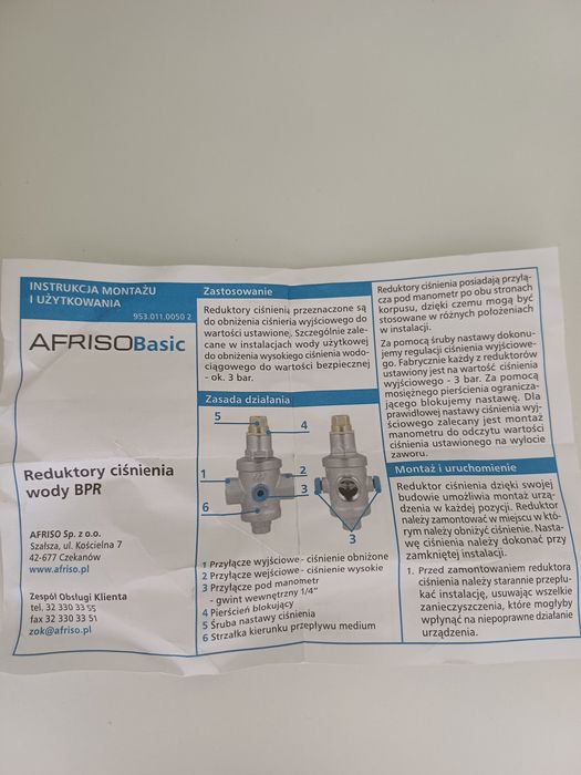 AFRISO Reduktor ciśnienia wody BPR GW G1 902510