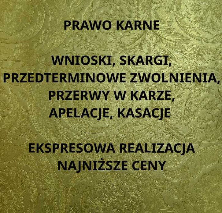 Prawo Karne. Pisma Procesowe. Ekspresowa realizacja w najlepszych cenach.