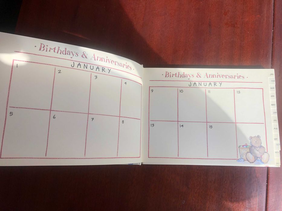Agenda aniversários e telefones - Nova
