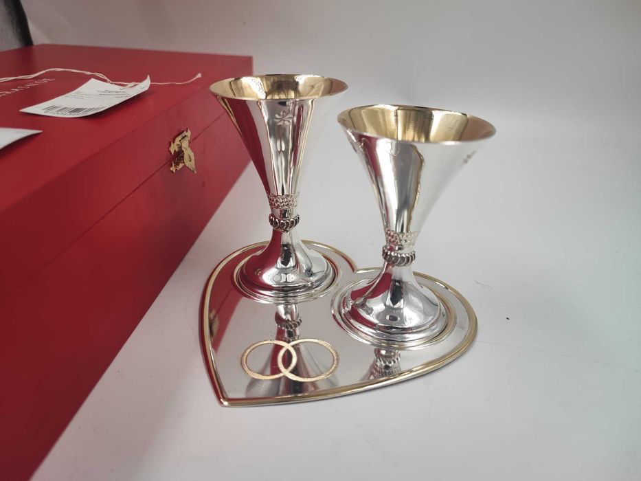 Весільний танець чарок на таці зі срібла 925