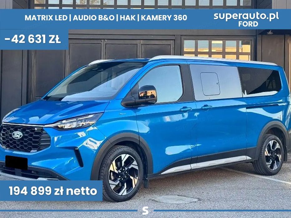 Ford Tourneo Custom 340 L2H1 Active PHEV CVT 2.5 232KM Matrix LED !! Hak !! Audio B&O !!