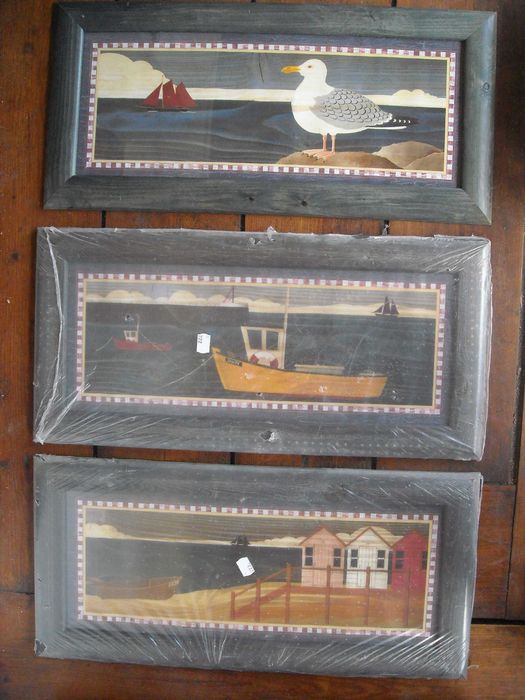 Quadros antigos rusticos nauticos gravuras animais e barcos NOVO