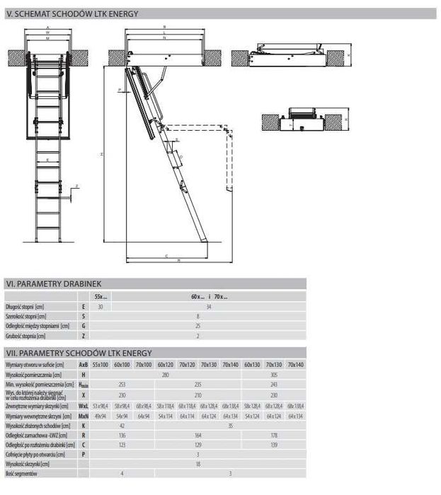 Schody strychowe Fakro LTK Energy 70x120 wysokość 280cm