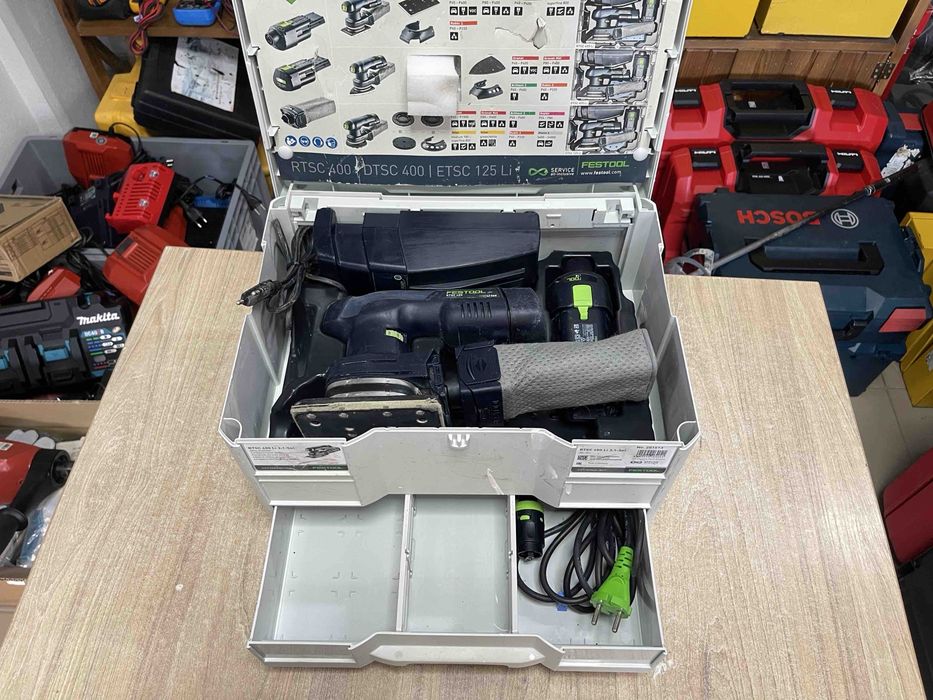 Festool RTSC 400 Li / Акумуляторна плоскошліфувальна машина Фестул / гібридне живлення