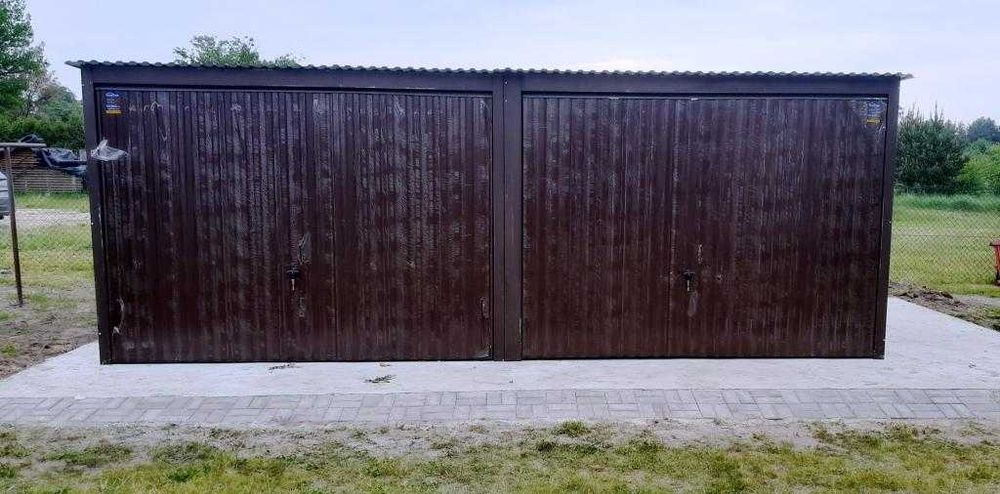 Garaż blaszany blaszak 6x6 spad do tyłu bramy uchylne