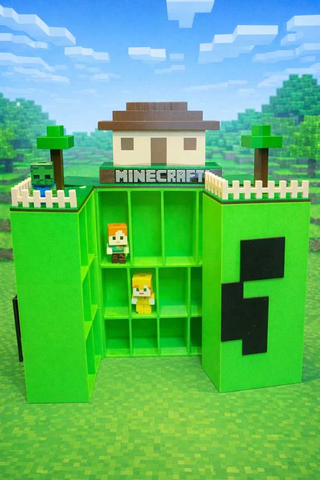 ПРЕМІУМ ‼️ Поличка будиночок для фігурок Minecraft Підставка для майнкрафт Стенд органайзер Маінкрафт