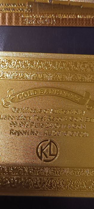 Narodowy Banknot Polski uszlachetniony 24 karatowym złotem