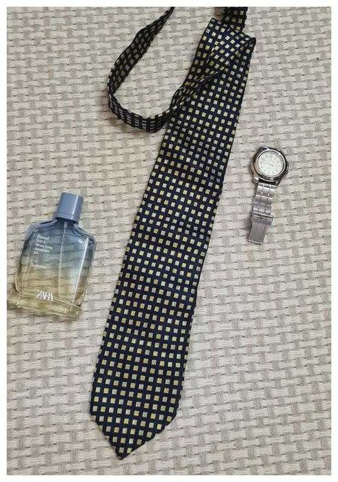 Мужской галстук из итальянского шелка, клетка