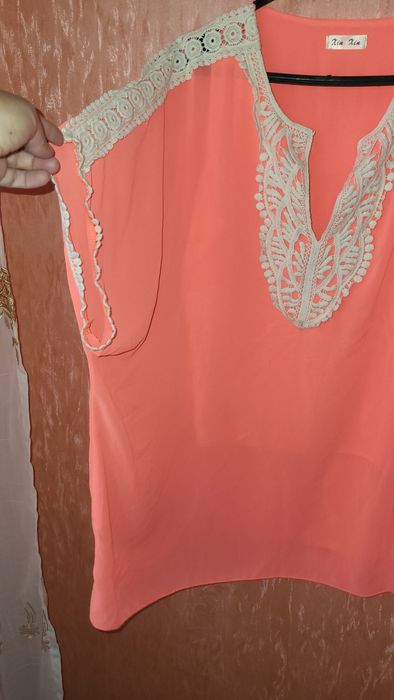 Парео туника шифон с ажурною вязкой кружевом XL