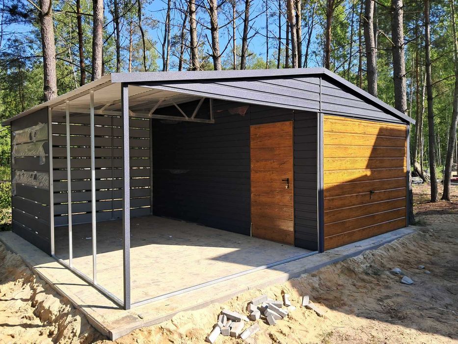 Garaż blaszany, wiata Wzmocniony PROFILAMI Producent SZYBKA REALIZACJA