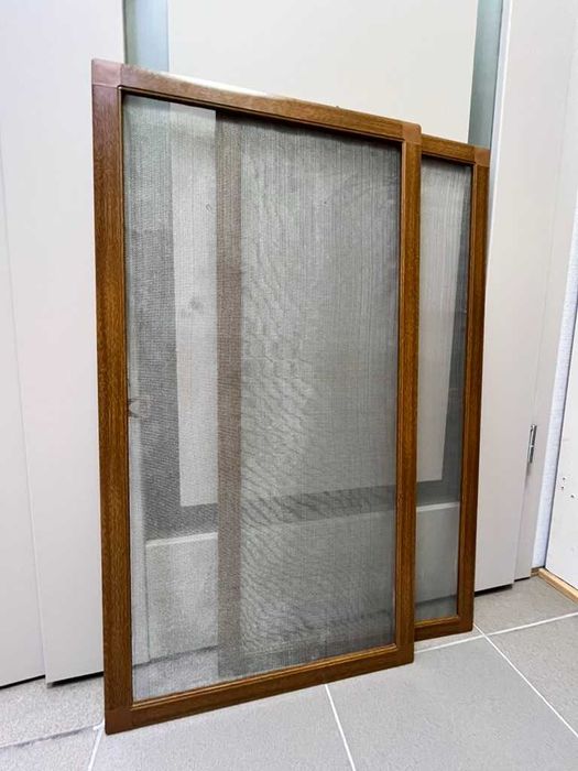 moskitiera okienna ramkowa złoty dąb z aluminiową siatką nowa 2 sztuk