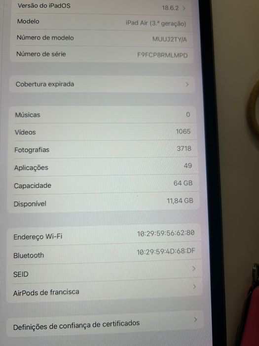 iPad Air 3 (64 GB, Wi-Fi) – Usado em ótimo estado