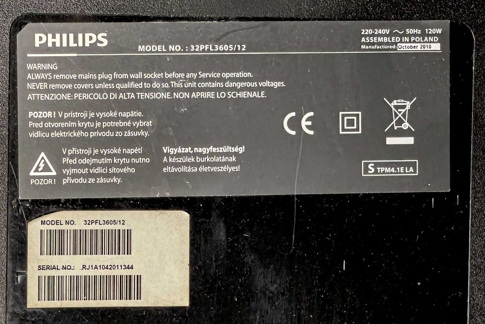 Блок питания телевизора PHILIPS 32PFL3605/12 + Лампы