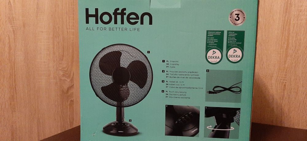 Wentylator biurkowy Hoffen 30cm CZARNY