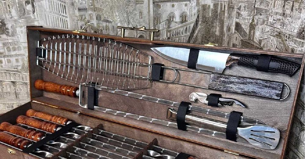 Набір шампурів в кейсі / мангальный набор – подарунок чоловіку , новий