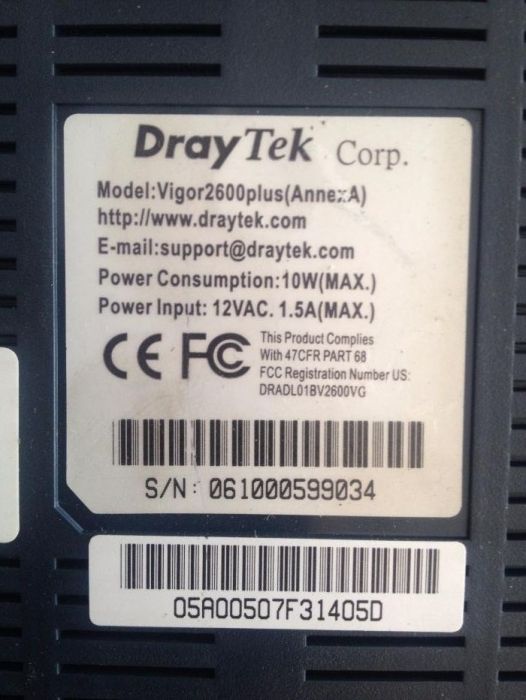 Selling Draytek Vigor 2600 Plus ADSL Router64286368248961121