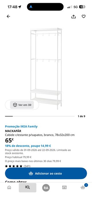 Cabide/estante/sapqteira