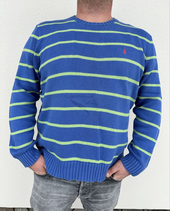 Polo by Ralph Lauren klasyczny sweter w paski bawełna XL