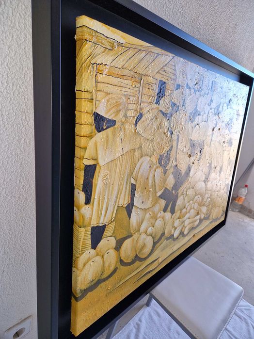 2 Quadros com tela original e moldura de madeira