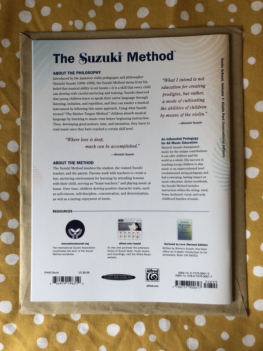 Livro de estudo para Violino Suzuki School volume 1