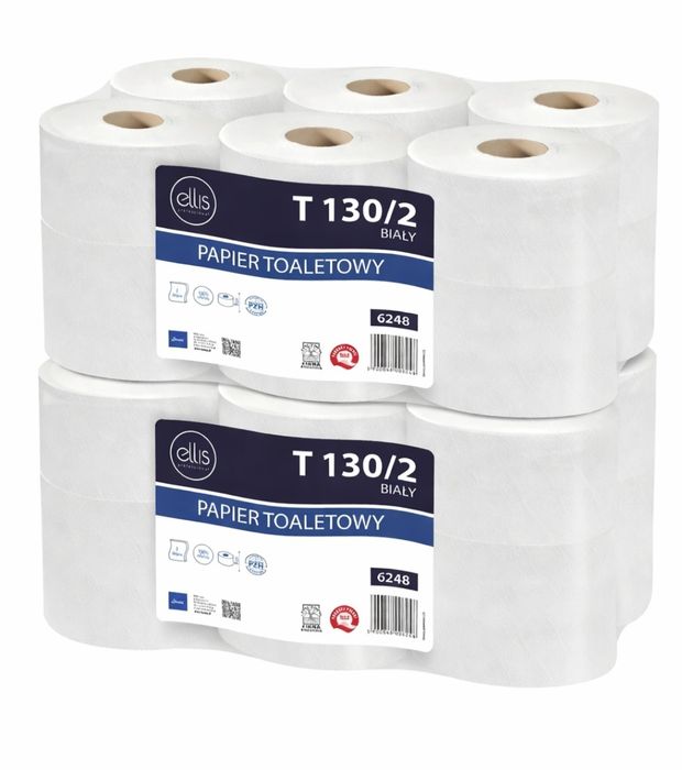 Papier toaletowy Ellis T 130/2, biały, 24 rolki po 130 m