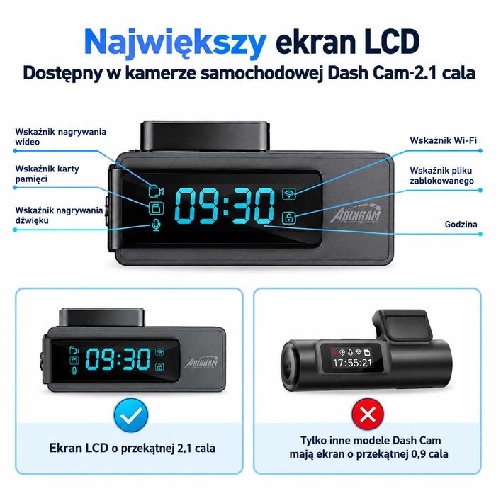 Kamera Samochodowa Przód 4k UHD Tył 1080HD GPS Parking Wifi G-Sensor Appka