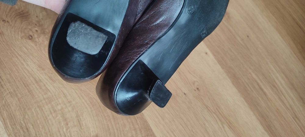 Brązowe czółenka mokasyny loafersy na niskim obcasie rozmiar 38