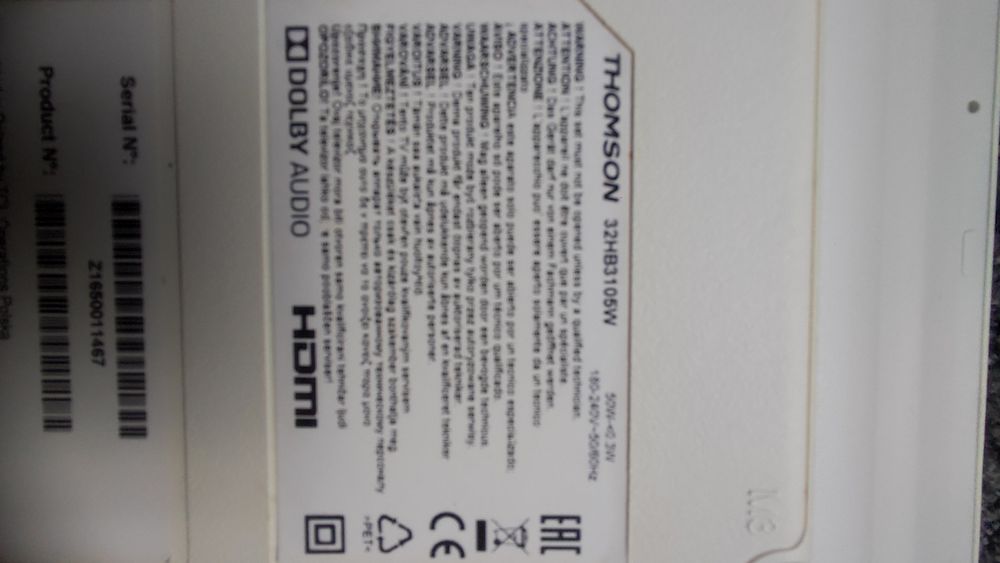 Telewizor  Thomson 32 , plus dekoder DVBT 2