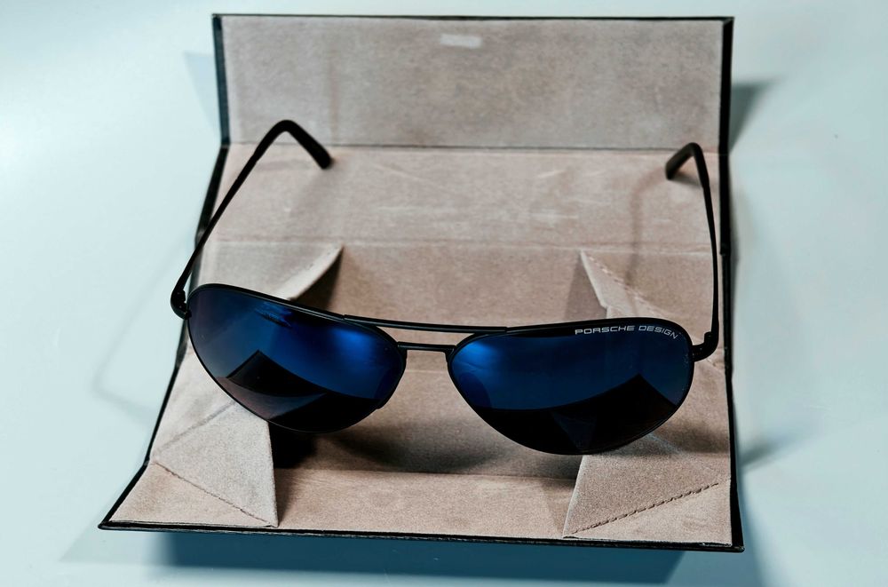 Okulary przeciwsłoneczne z polaryzacją Porsche Design P8508 Aviator Blue UV-3 Etui Certyfikat Oryginalne