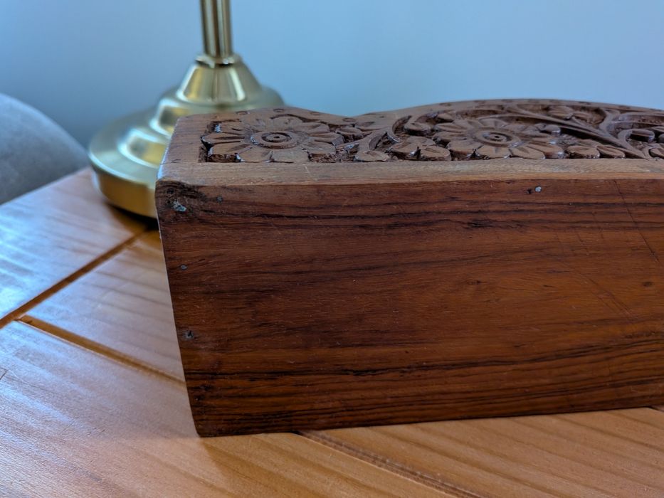 drewniany organizer na biurko indyjski kolonialny drewno egzotyczne