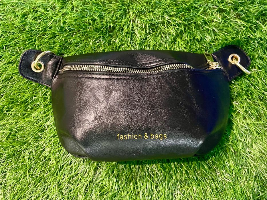 Czarna nerka damska, nowa, szeroki pasek, modny design, uniwersalna