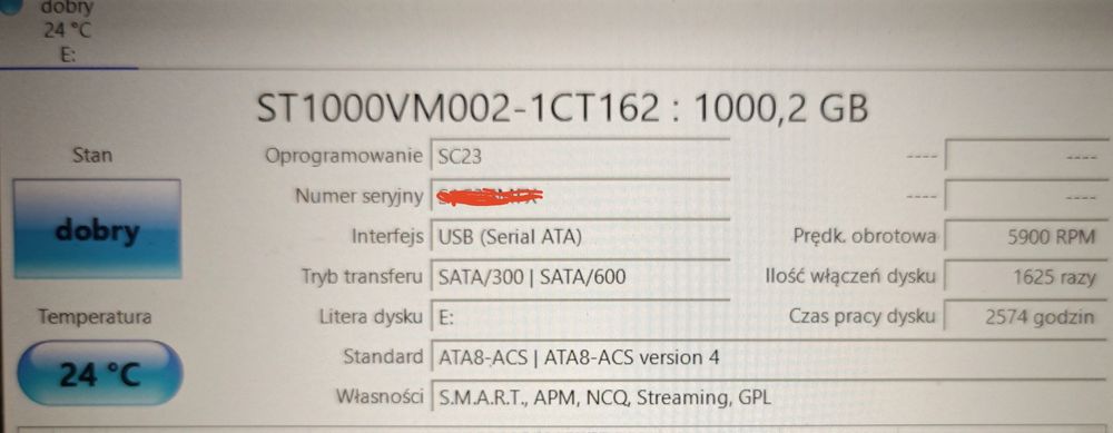 Dysk twardy HDD 3.5 1TB seagate Video