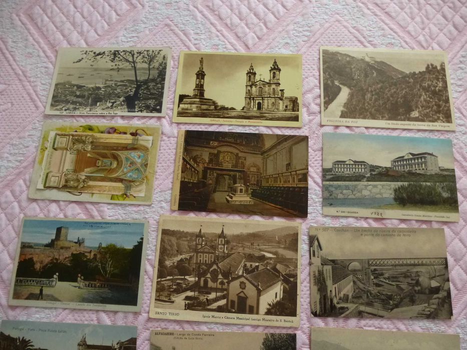 Lote 27 Postais, anos 1910 a 1950, selados