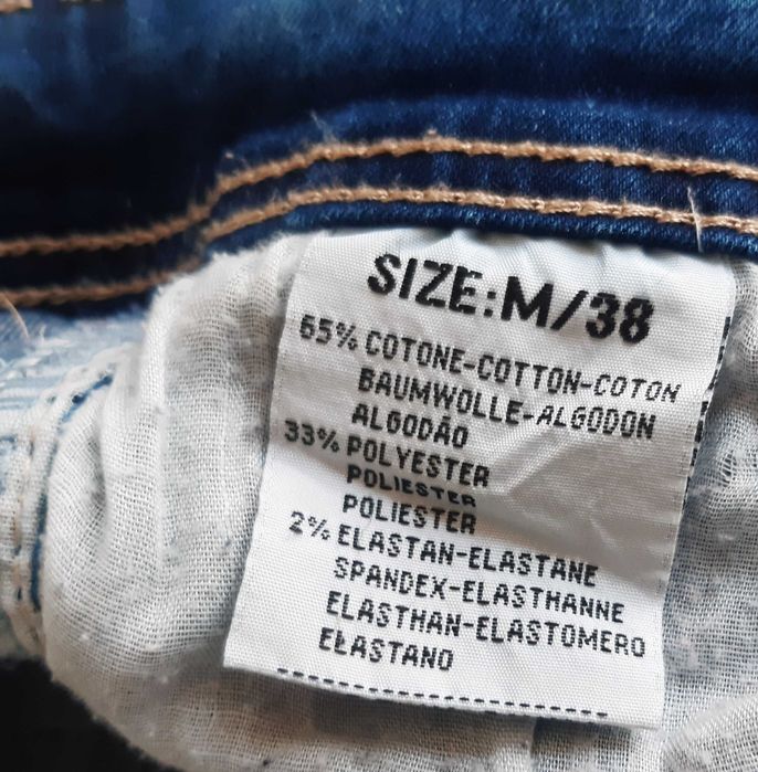 Calças Ganga Skinny Jeggings Senhora 38 Azuis Brancas Estimadas