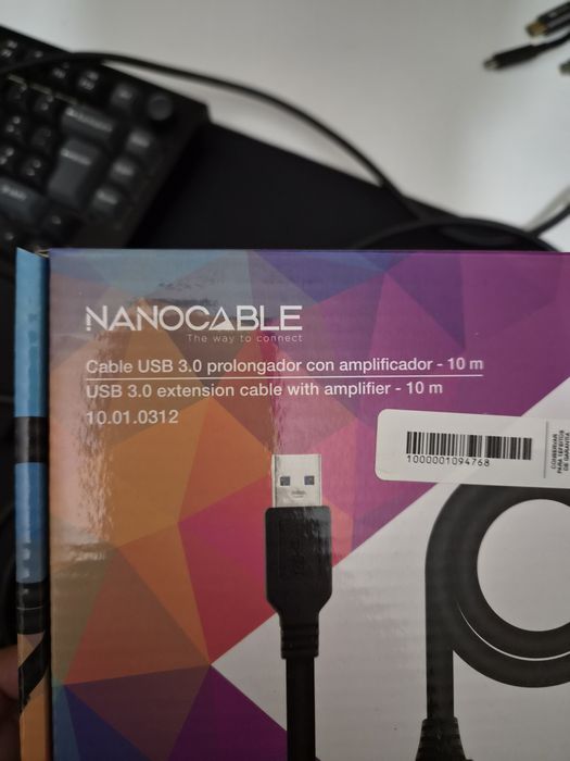 Cabo USB 3.0 Nanocable Extensão USB-A M/F 10 M Preto